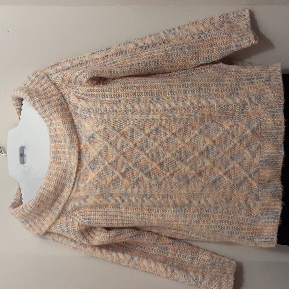 NO COMMENT Women's Pink/ Blue Knitted off Shoulder Sweater. Size M